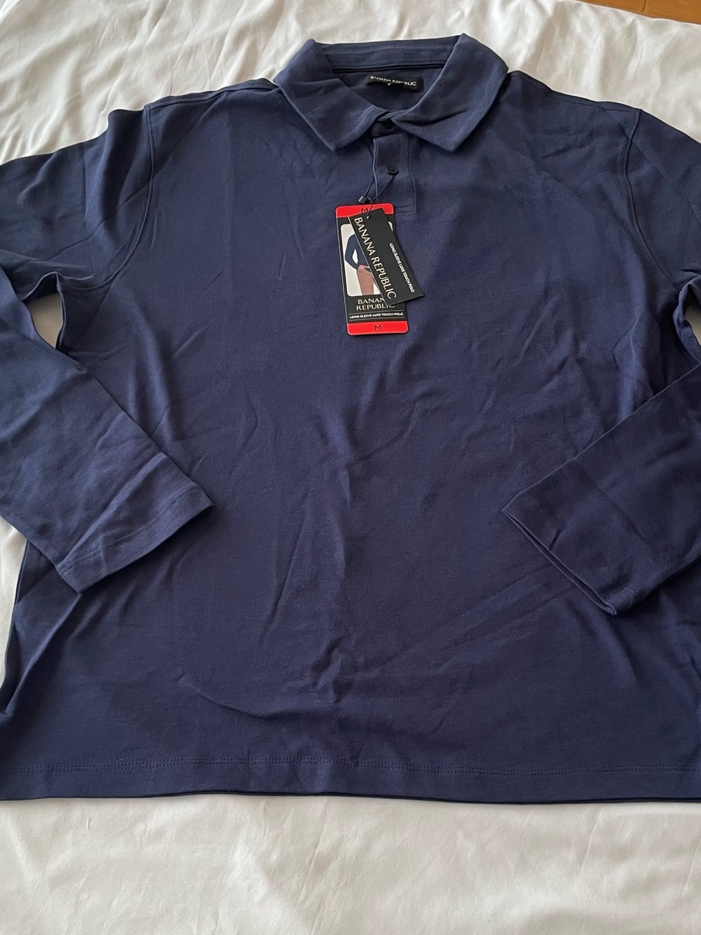 NWT! Banana Republic Men's Long Sleeve Navy Polo Shirt, Sz M